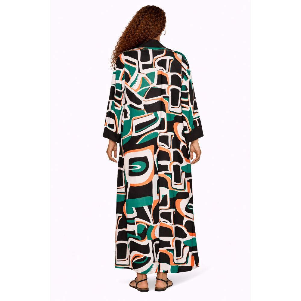 Stylish Kimono Style Jacket with Abstract Print
